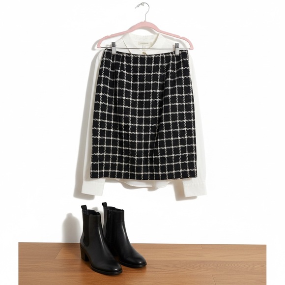 Talbots Dresses & Skirts - TALBOTS🎀Petite 8🎀Black White Windowpane Skirt🎀NWOT🎀Classic Chic✨